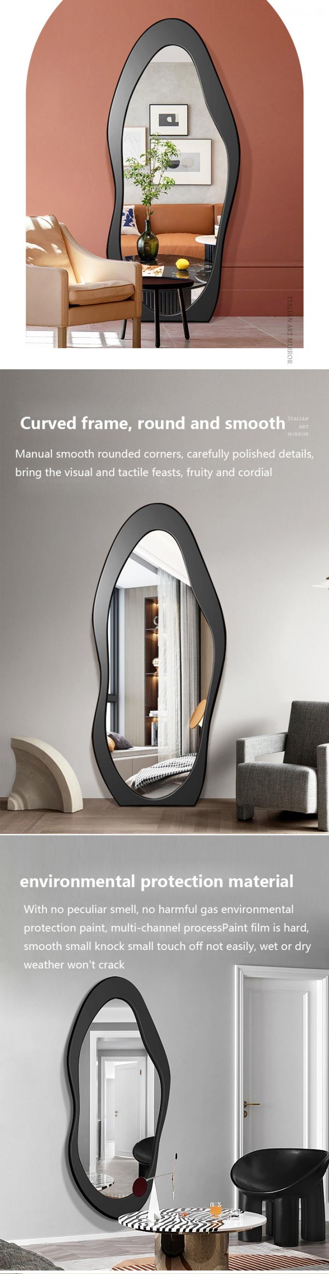 60x160cm Wooden Frame Freestanding Floor Mirror Black White 1