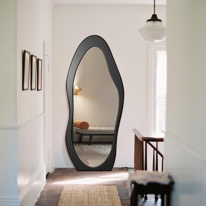 60x160cm Wooden Frame Freestanding Floor Mirror Black White 4