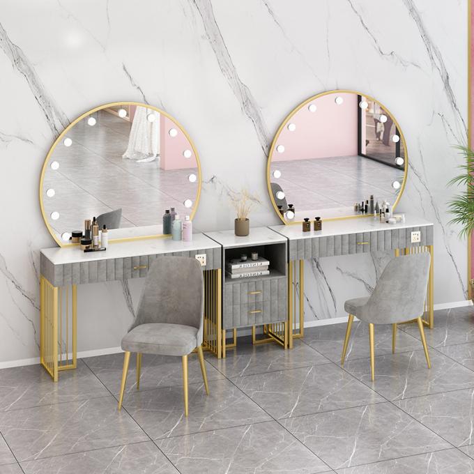 Nordic Standing Hollywood Mirror And Desk Dressing Table With Drawers 2