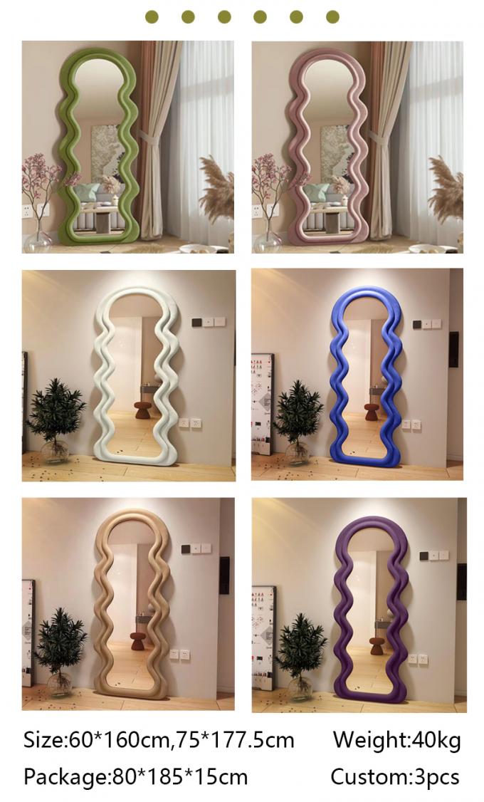 Vertical Large Wavy Floor Length Mirror Full Length 70 Inch 15