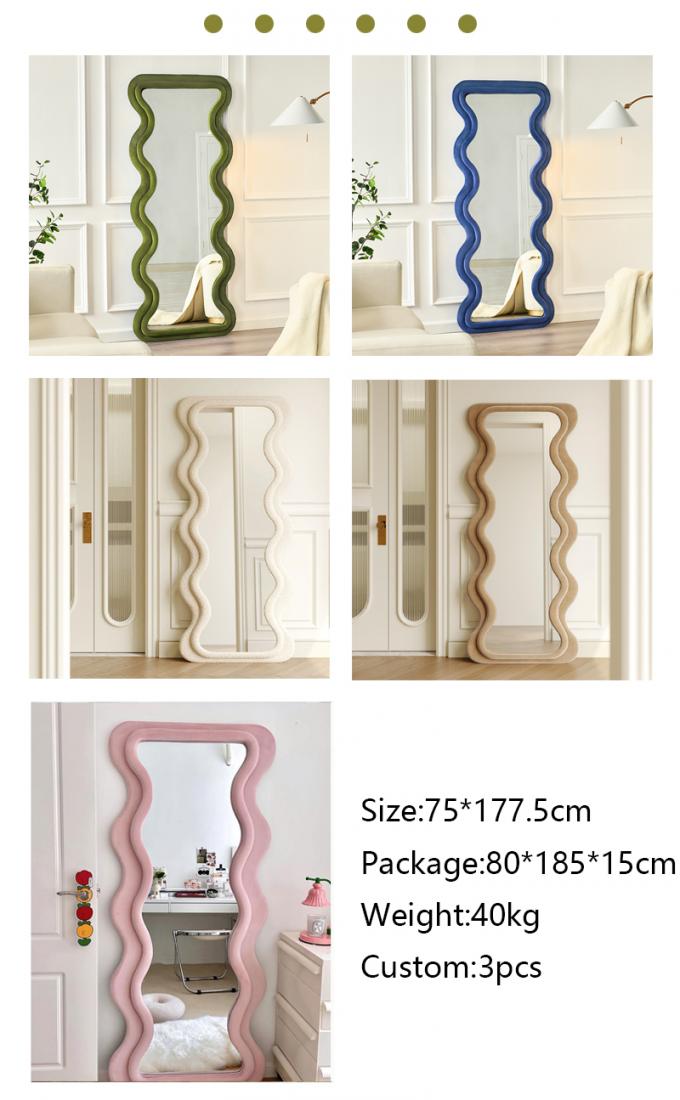 Vertical Large Wavy Floor Length Mirror Full Length 70 Inch 14