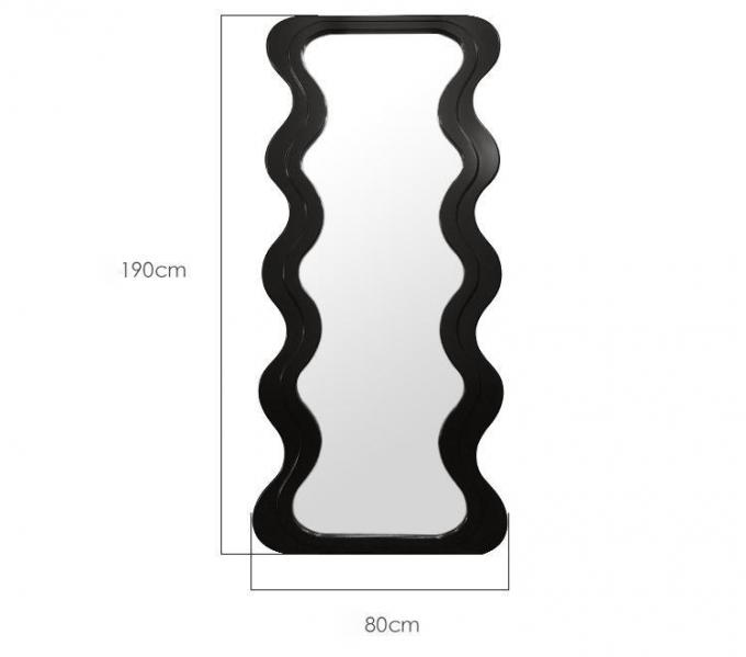 OEM Floor Wavy Standing Mirror Black Ornate Wooden Frame 0