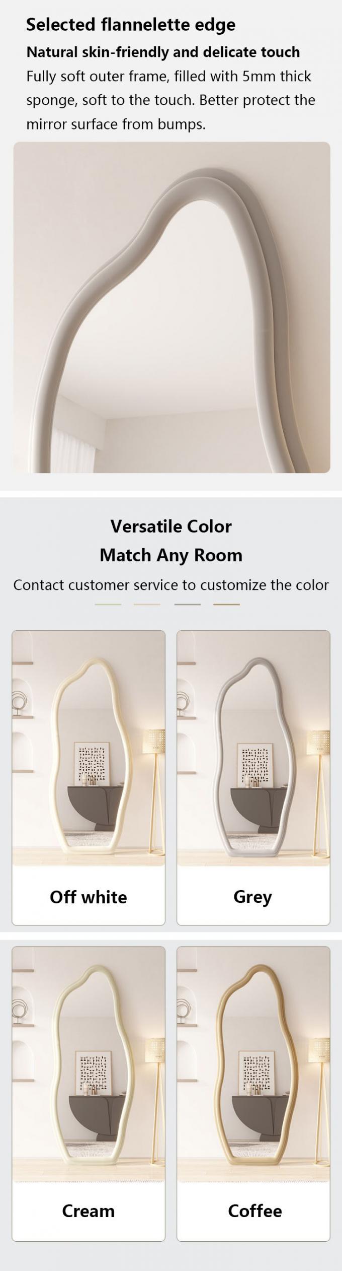 Makeup Flannelette Full Length Floor Mirror Curved Irregular Shape 2