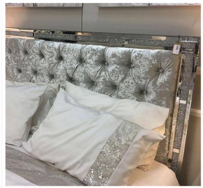Modern Gold Finish Velvet Upholstered King Bed Queen Bedroom Set Furniture 2021 3