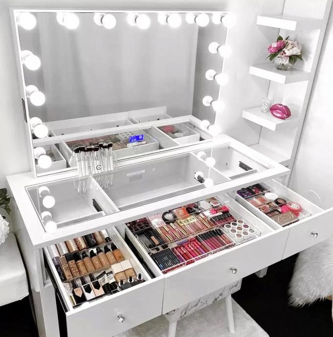 Customized Hollywood Dressing Table Mirrored Desk For Bedroom 9