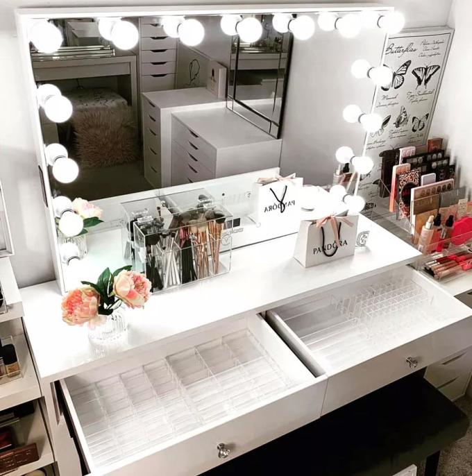 Customized Hollywood Dressing Table Mirrored Desk For Bedroom 8