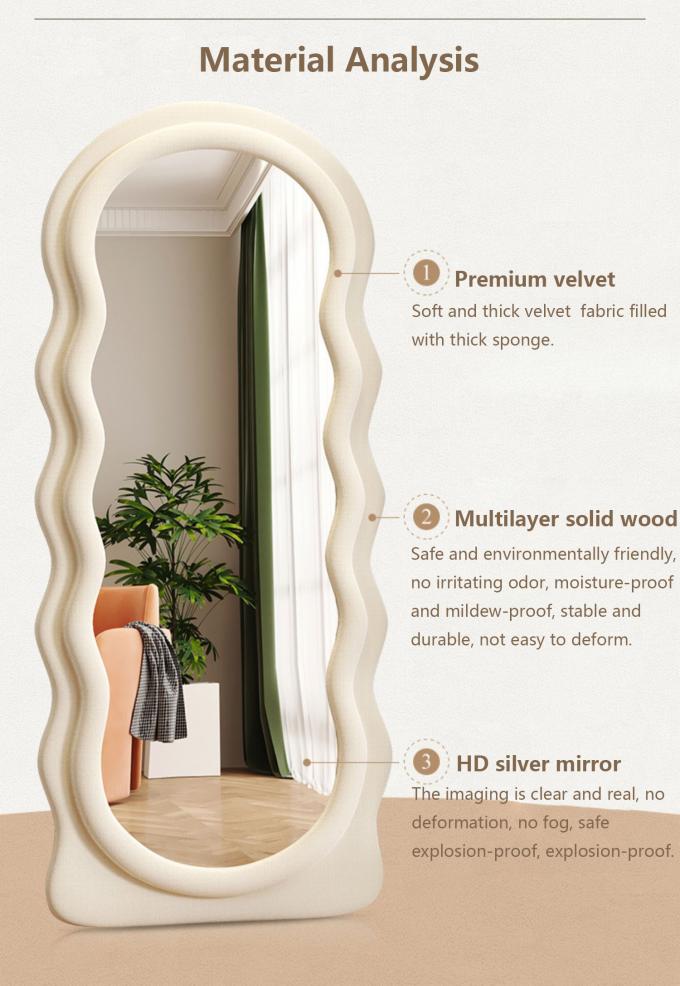 Velvet MDF Arched Standing Mirror Oversized Full Length Oem 1