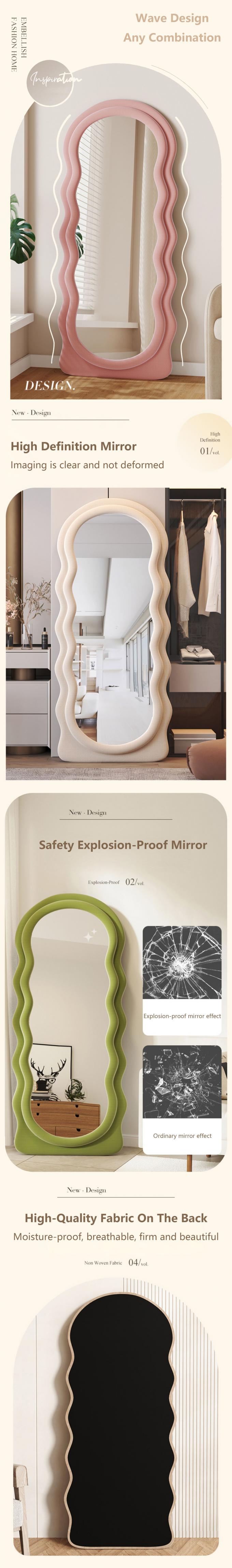 Velvet MDF Arched Standing Mirror Oversized Full Length Oem 2