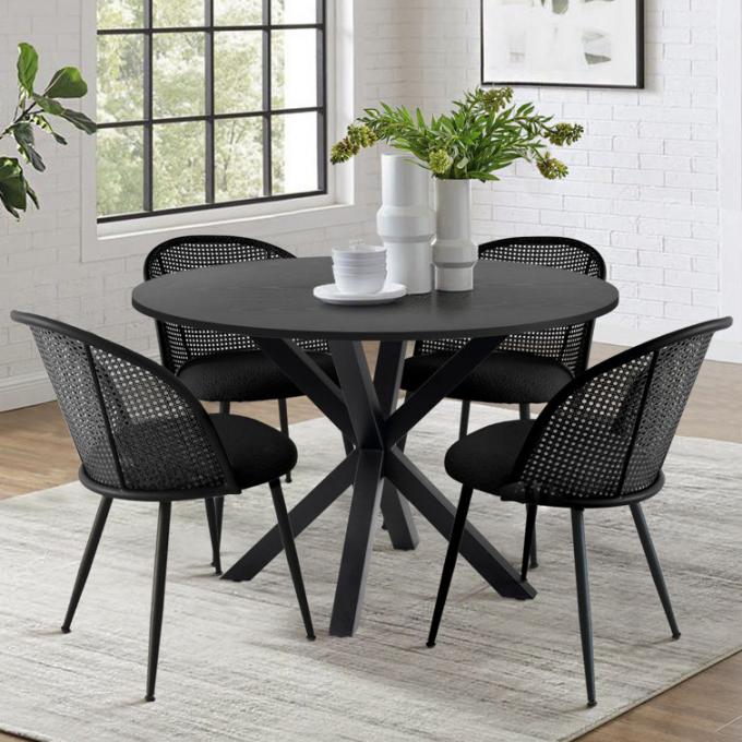 Armless Dining Rattan Wood Table With Wicker Chairs Custom 5