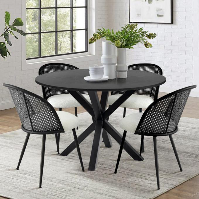 Armless Dining Rattan Wood Table With Wicker Chairs Custom 6