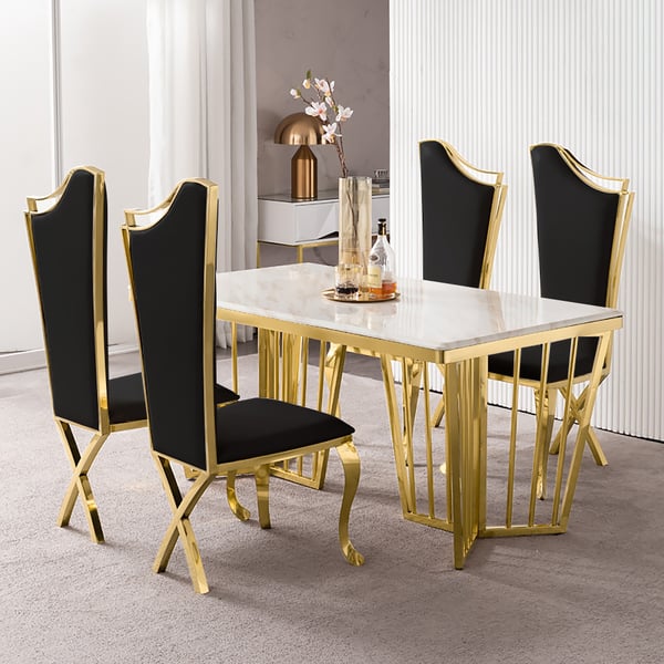 Customized Onyx Marble Dining Table Marble Stone Steel Frame Office Chair 0