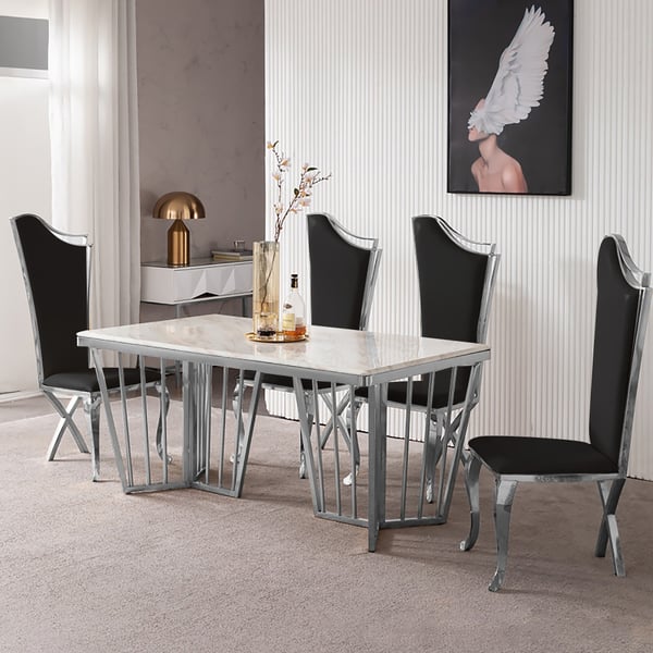 Customized Onyx Marble Dining Table Marble Stone Steel Frame Office Chair 2