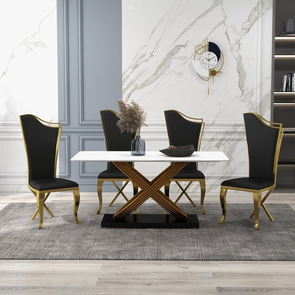 Customized Onyx Marble Dining Table Marble Stone Steel Frame Office Chair 3