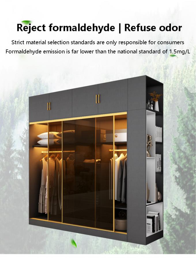 Modern Bedroom Closet Armoire Wardrobe With Glass Sliding Doors 2