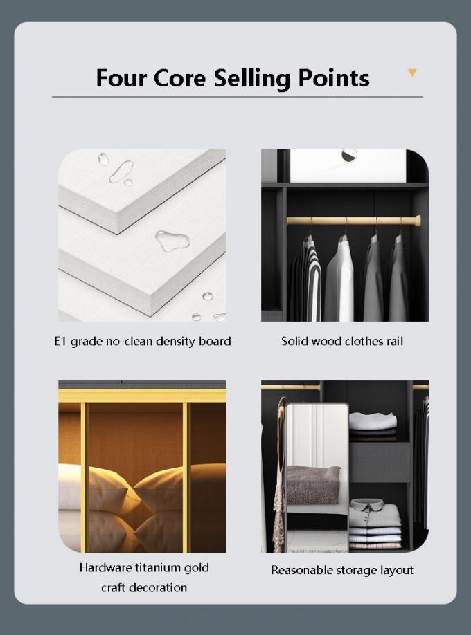 Modern Bedroom Closet Armoire Wardrobe With Glass Sliding Doors 1