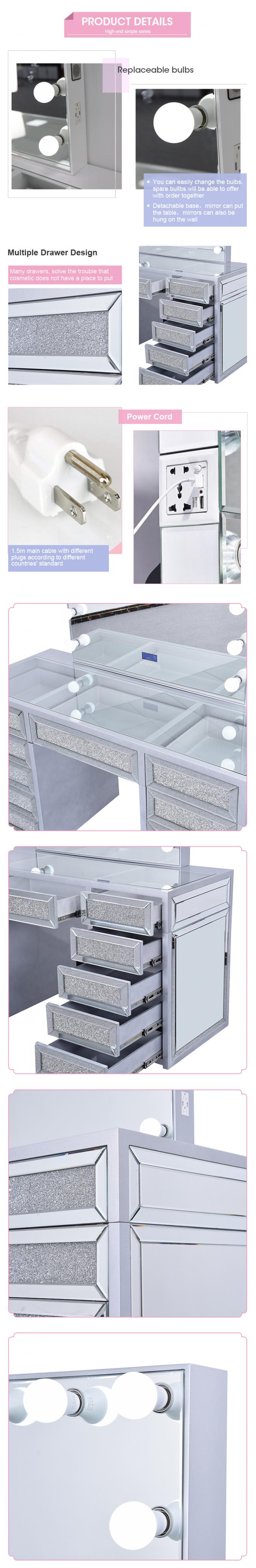 Wooden Compact Dressing Table Corner Vanity Set Assembled 3