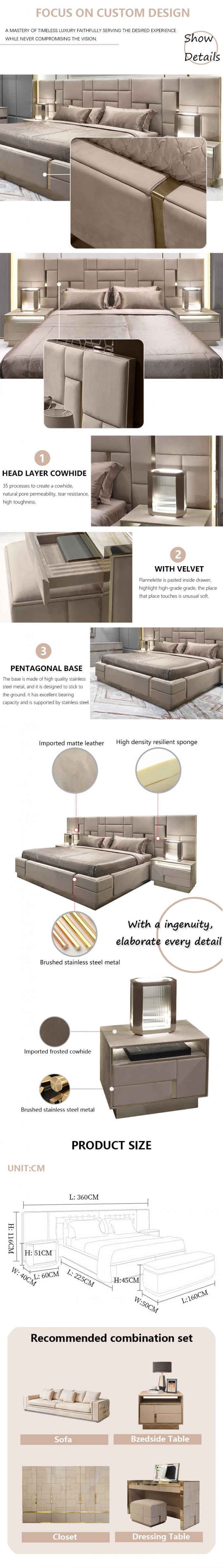ROHS Hotel King Size Upholstered Bed Bedroom Furniture Sets 7