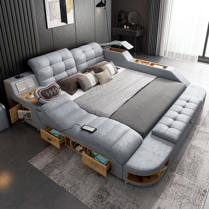 ISO9001 King Queen Size Platform Bed Frame Multifunctional Bedroom Furniture 12