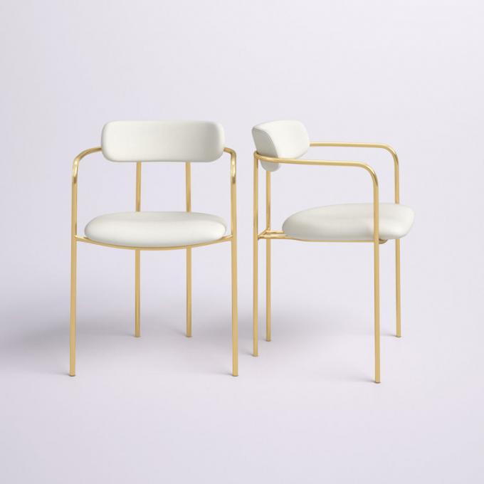 Contemporary Round Dinette Sets Velvet Upholstered Arm chair For Home 1
