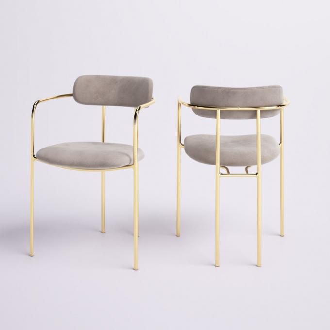 Contemporary Round Dinette Sets Velvet Upholstered Arm chair For Home 2
