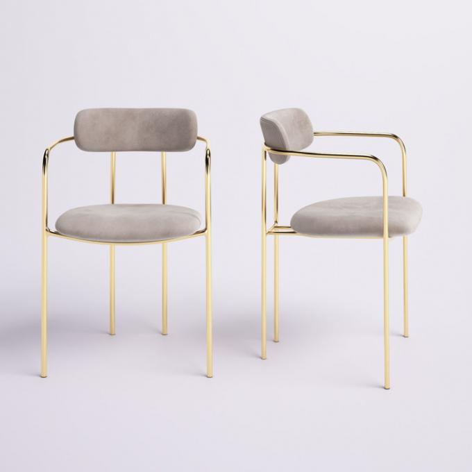 Contemporary Round Dinette Sets Velvet Upholstered Arm chair For Home 3