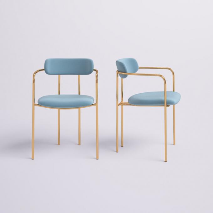 Contemporary Round Dinette Sets Velvet Upholstered Arm chair For Home 6