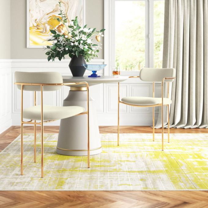 Contemporary Round Dinette Sets Velvet Upholstered Arm chair For Home 10