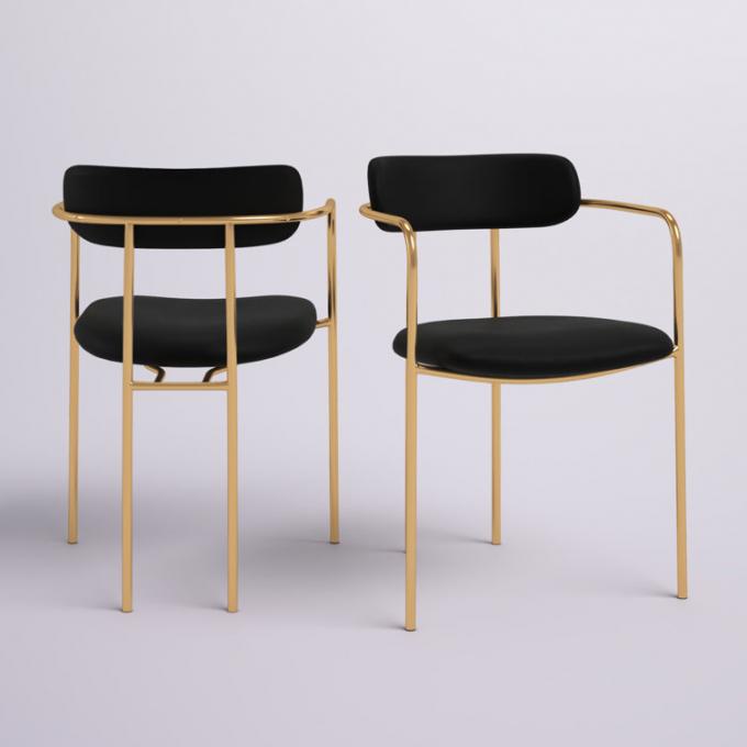 Contemporary Round Dinette Sets Velvet Upholstered Arm chair For Home 9