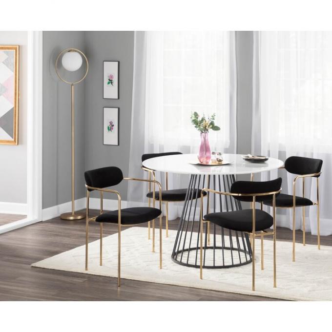 Contemporary Round Dinette Sets Velvet Upholstered Arm chair For Home 12