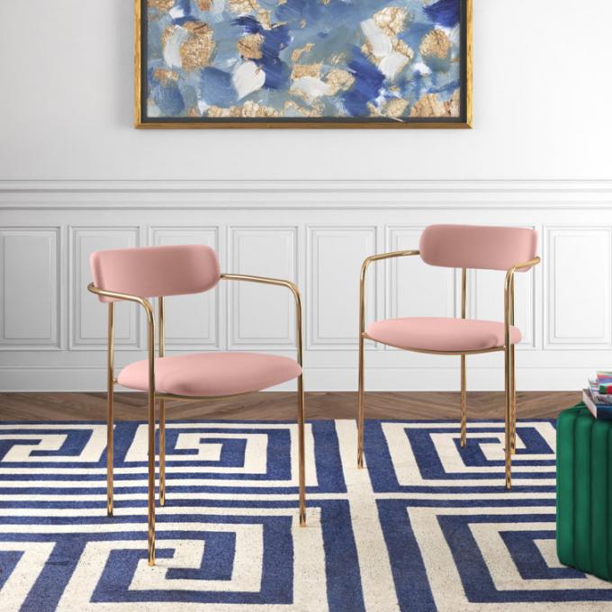 Contemporary Round Dinette Sets Velvet Upholstered Arm chair For Home 11