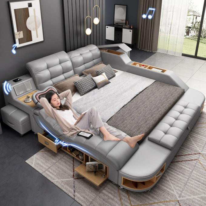 ISO9001 King Queen Size Platform Bed Frame Multifunctional Bedroom Furniture 2