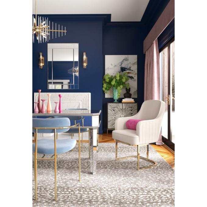 Contemporary Round Dinette Sets Velvet Upholstered Arm chair For Home 13