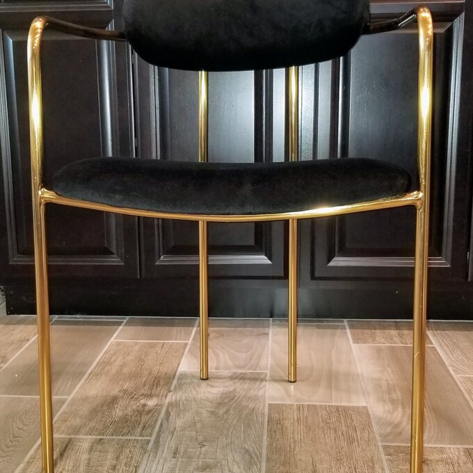 Contemporary Round Dinette Sets Velvet Upholstered Arm chair For Home 17