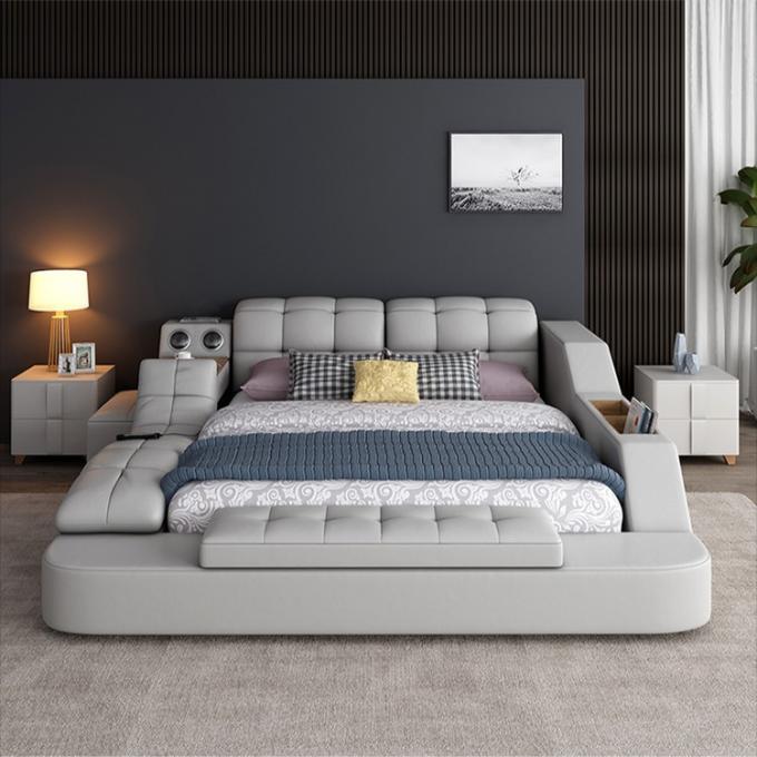 Leather Luxury Bedroom Sets Tufted Upholstered Bed Modern Design 0