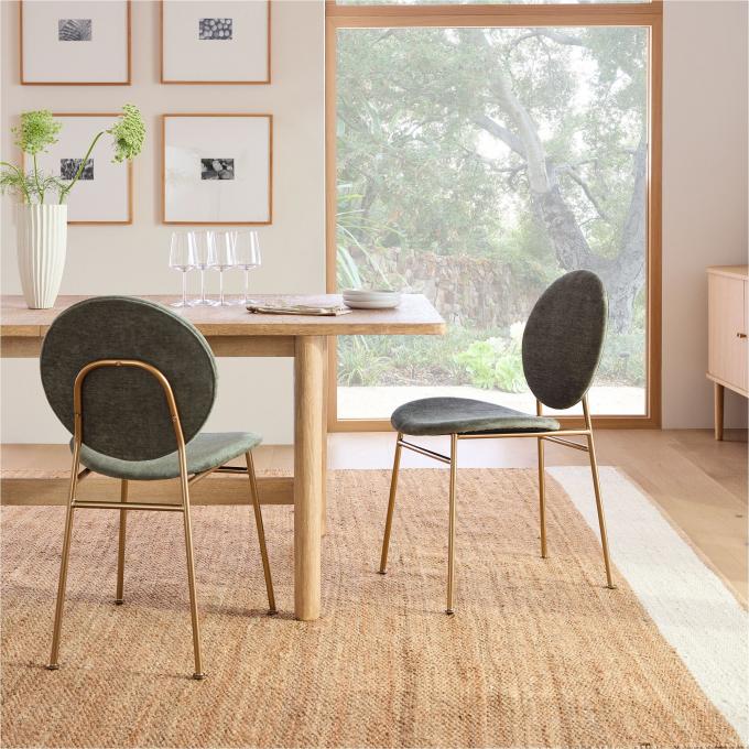 Turquoise Velvet Chairs Dining Round Dinette Sets With Gold Steel Legs 4
