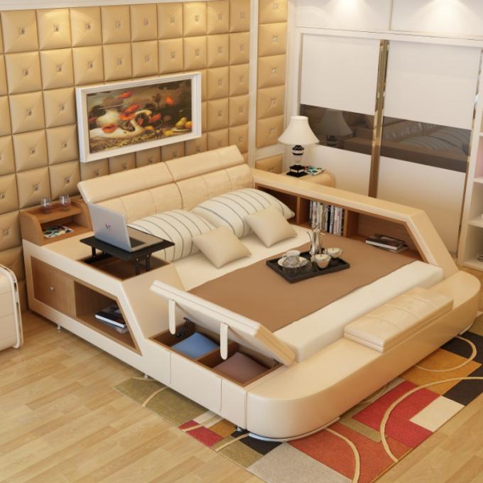 Multifunction Leather Bed Frame Queen Size Low Profile 5