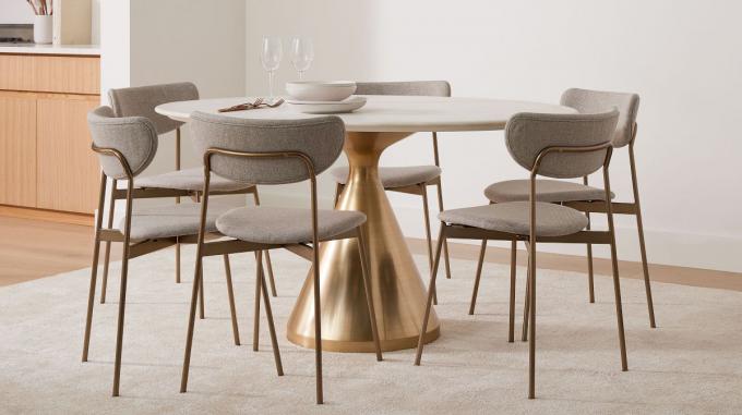 Marble Top Steel Gold Pedestal Tables For Coffee Living Room 2