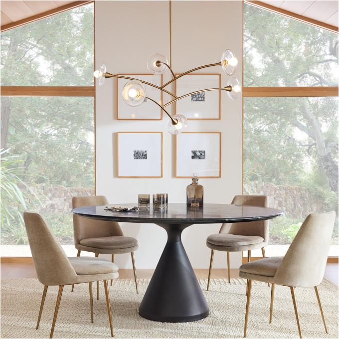 Marble Top Steel Gold Pedestal Tables For Coffee Living Room 1