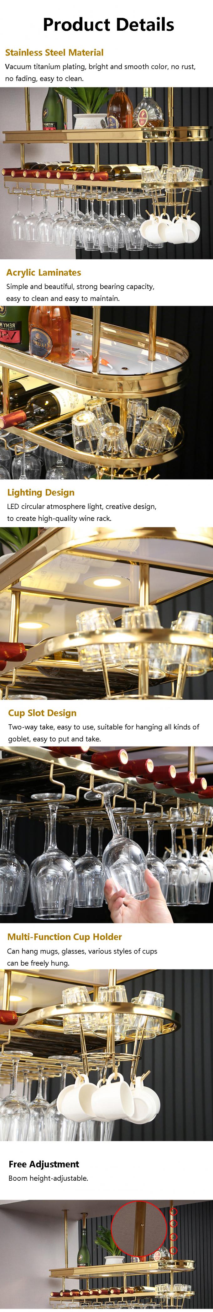 Acrylic Bar Gold Wine Holder Glasses Racks Storage Stainless Steel frame 2