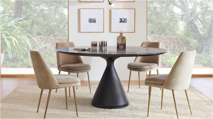 Marble Top Steel Gold Pedestal Tables For Coffee Living Room 4