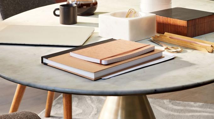 Marble Top Steel Gold Pedestal Tables For Coffee Living Room 5