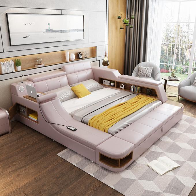 Multifunction Leather Bed Frame Queen Size Low Profile 1