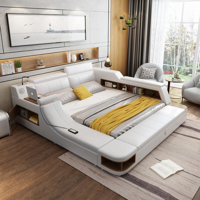 Multifunction Leather Bed Frame Queen Size Low Profile 3