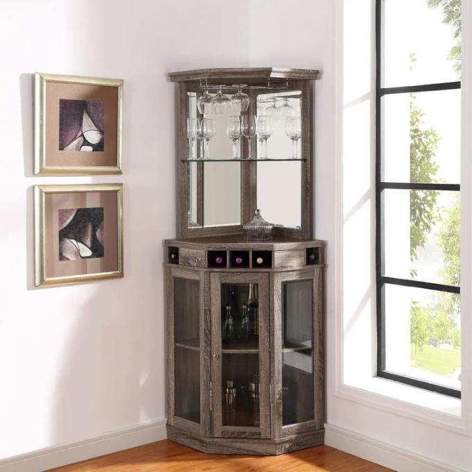 Wooden Crate Corner Wine Bar Cabinet rack Home Furniture 3