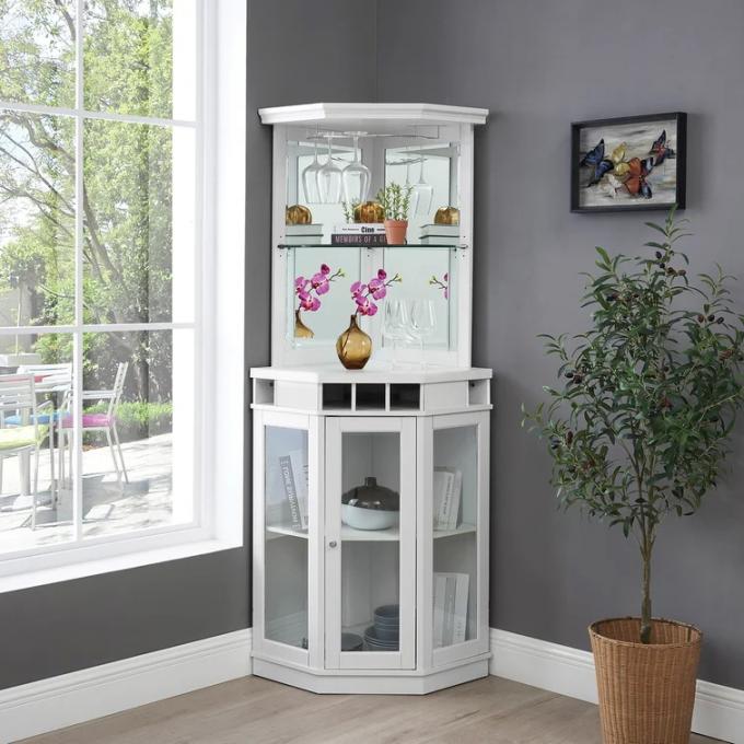 Wooden Crate Corner Wine Bar Cabinet rack Home Furniture 5