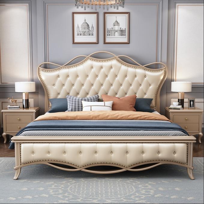 Custom Wooden Double Bed Frame Queen Size With Headboard And Drawer 0