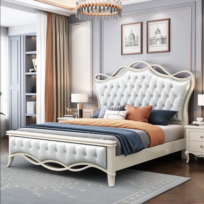 Custom Wooden Double Bed Frame Queen Size With Headboard And Drawer 4