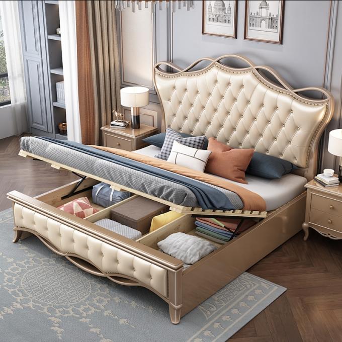Custom Wooden Double Bed Frame Queen Size With Headboard And Drawer 3