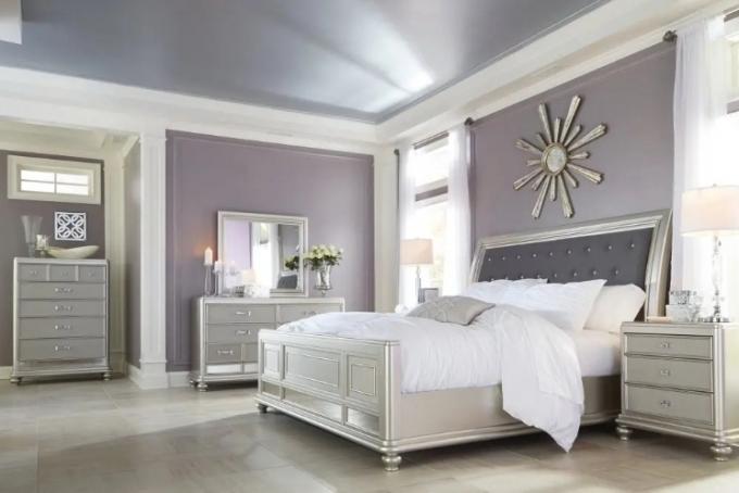 MDF Metal Platform Bed 5 Piece Bedroom Sets Queen King Size 2