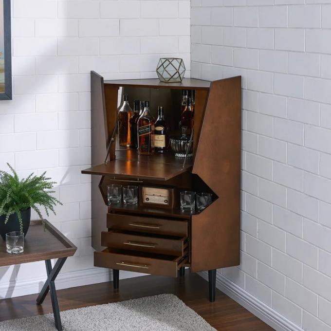 Commercial Wooden Corner Liquor Cabinet Counter For Alcohol Wine Display 4